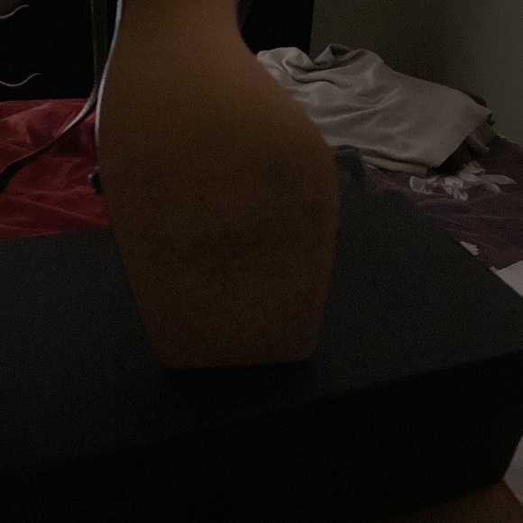 A pair of black strap gold heels - Picture 5 of 5